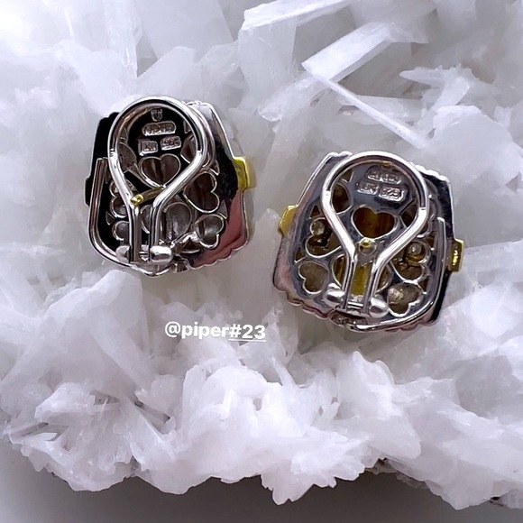 EUC Judith Ripka Vintage JR TWO Couture Diamond Button Earrings - Picture 9 of 13